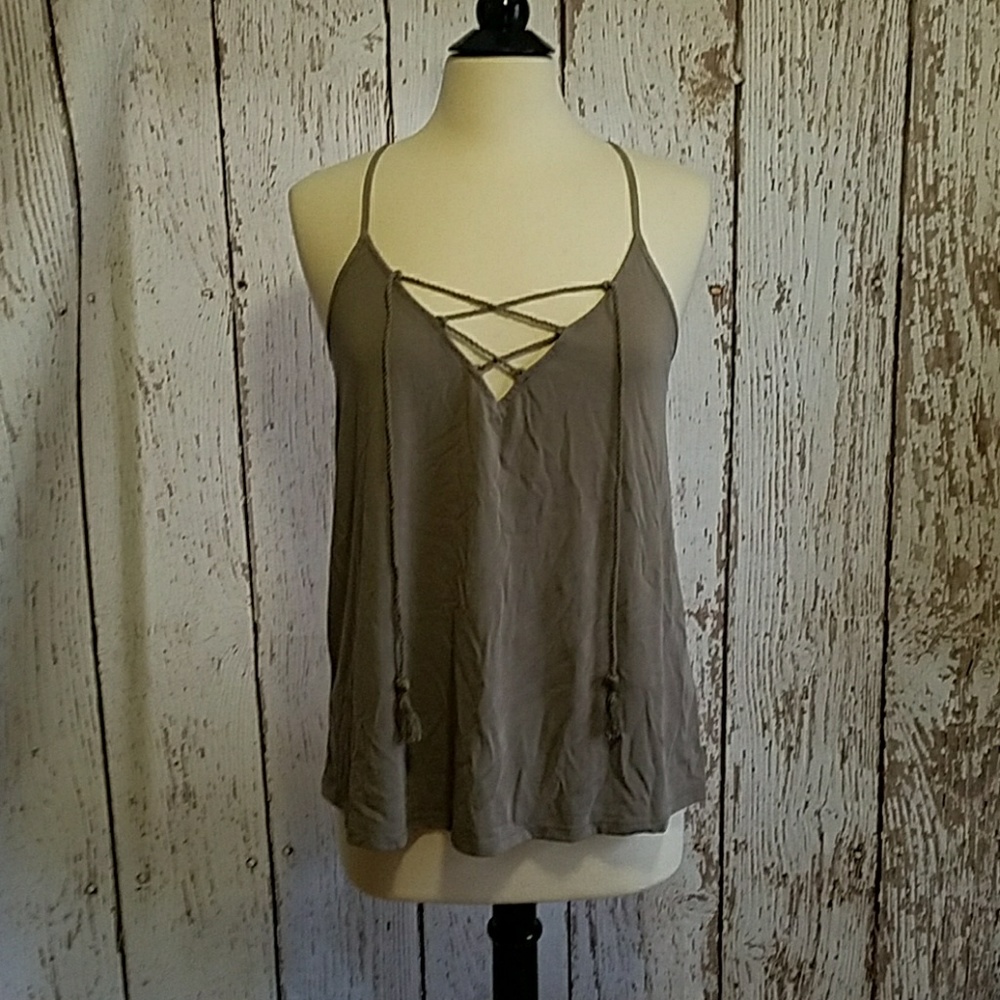Abercrombie and Fitch lace up tassle tank L